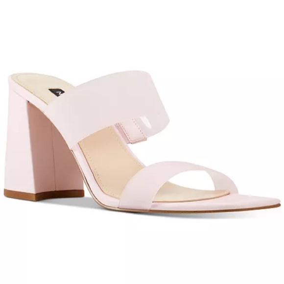 NINE WEST Semi-Opaque Sandals Light Pink Gay High-Heel Mule Shoes Dressy Size 9 - Picture 1 of 9
